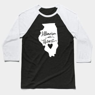 Illinoisan At Heart Illinois State Pride Calligraphy Baseball T-Shirt